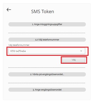 Inloggning: välj telefonnummer.