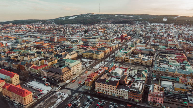 Drönarbild över Stenstan i Sundsvall