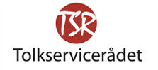 En röd och vit logotyp med ordet Tolkservicerådet.