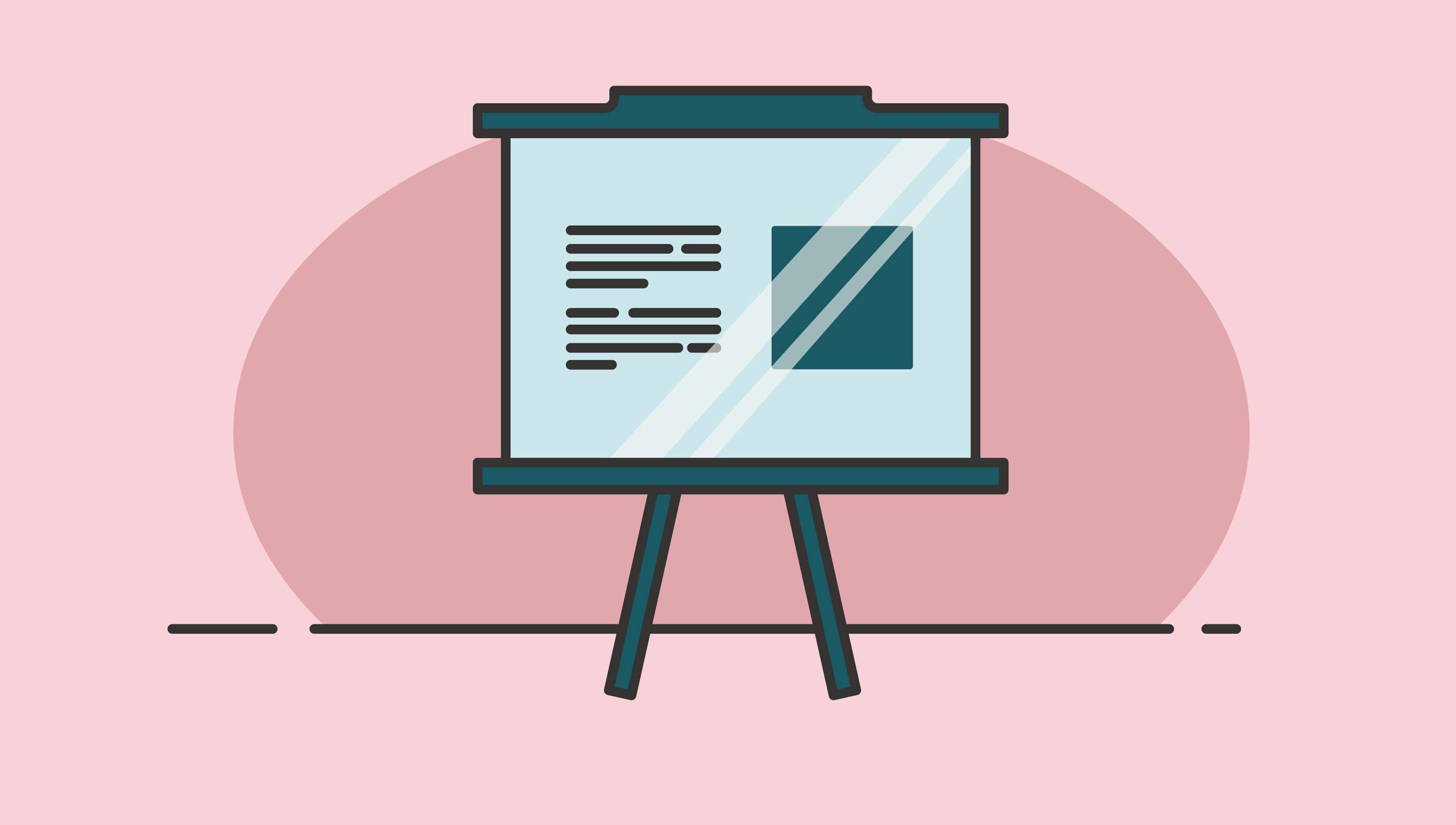 En rosa bakgrund med en svartvit grafik av en datorskärm.